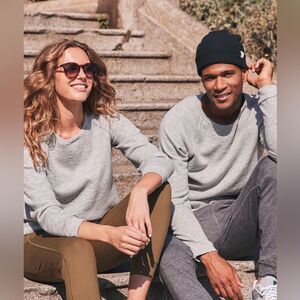 Marine Layer Sherpa Crew Pullover in Heather Grey M
